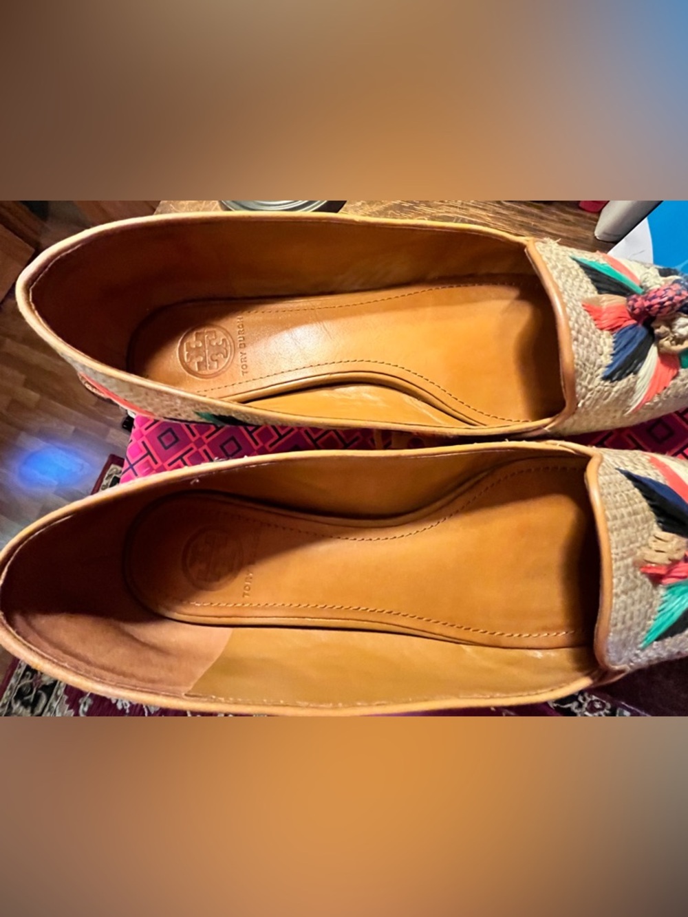 Tory Burch Raffia and Leather Geraldine Flats - Size 8.5 - Picture 6 of 9